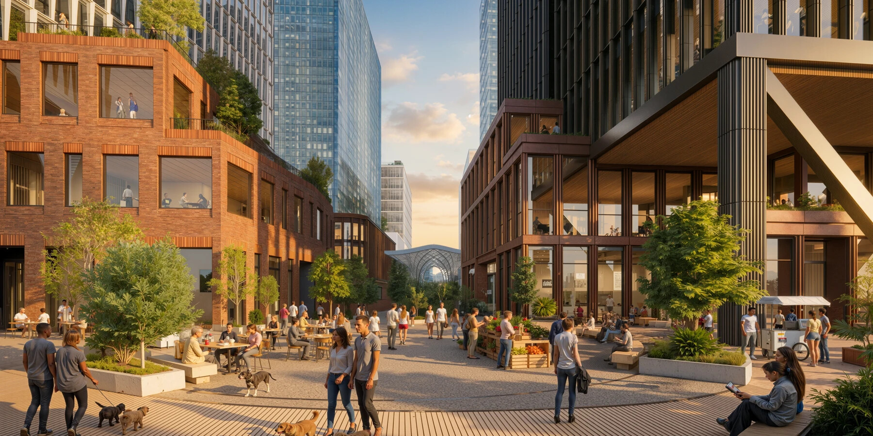 Public plaza and retail frontages at Toronto Rail Yards