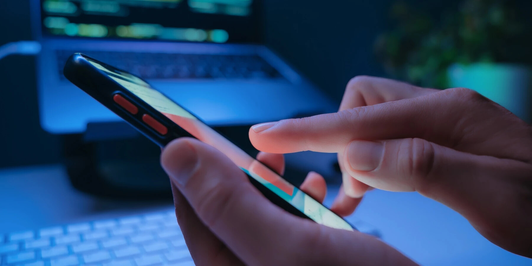 Hand navigating a phone screen