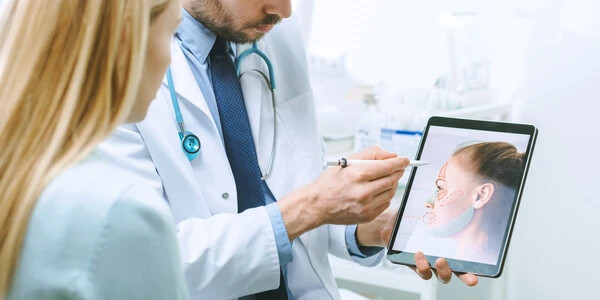 Person receiving a medical consultation