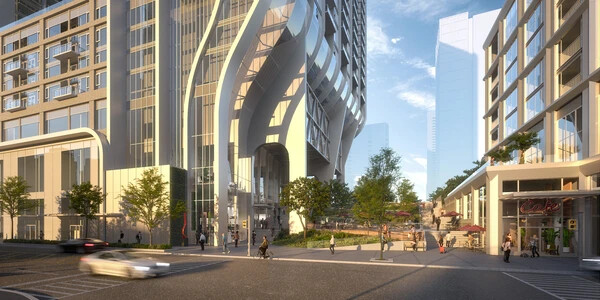 Ground level rendering of Rail Deck Development