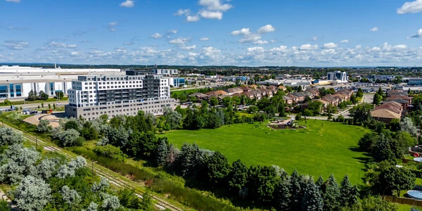 Arial View of The Manett featuring surround park area