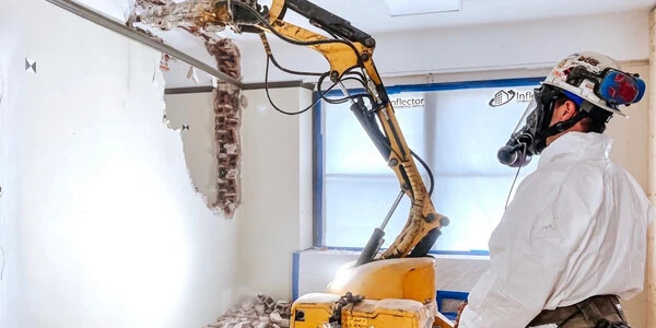 Construction demolishing of a wall