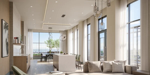 Party room rendering at 500 Upper Wellington