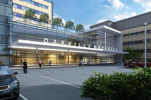rendering of oakville hospital exterior building