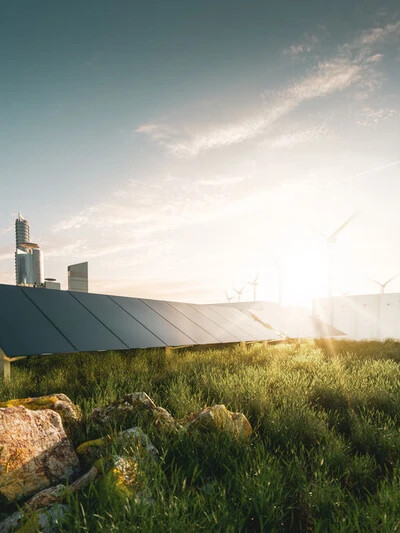 solar panels and wind turbines