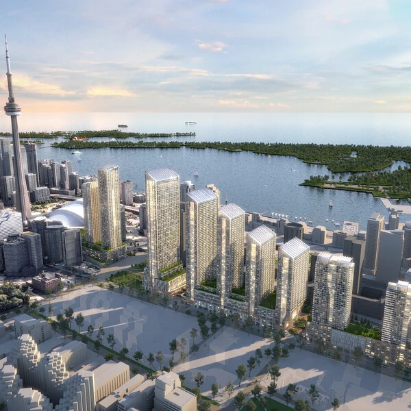 Arial rendering of Rail Deck Development 