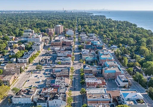 aerial shot of downtown Toronto