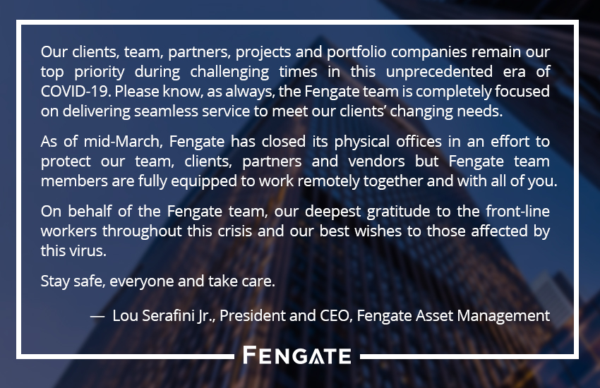 covid-19 message and Fengate